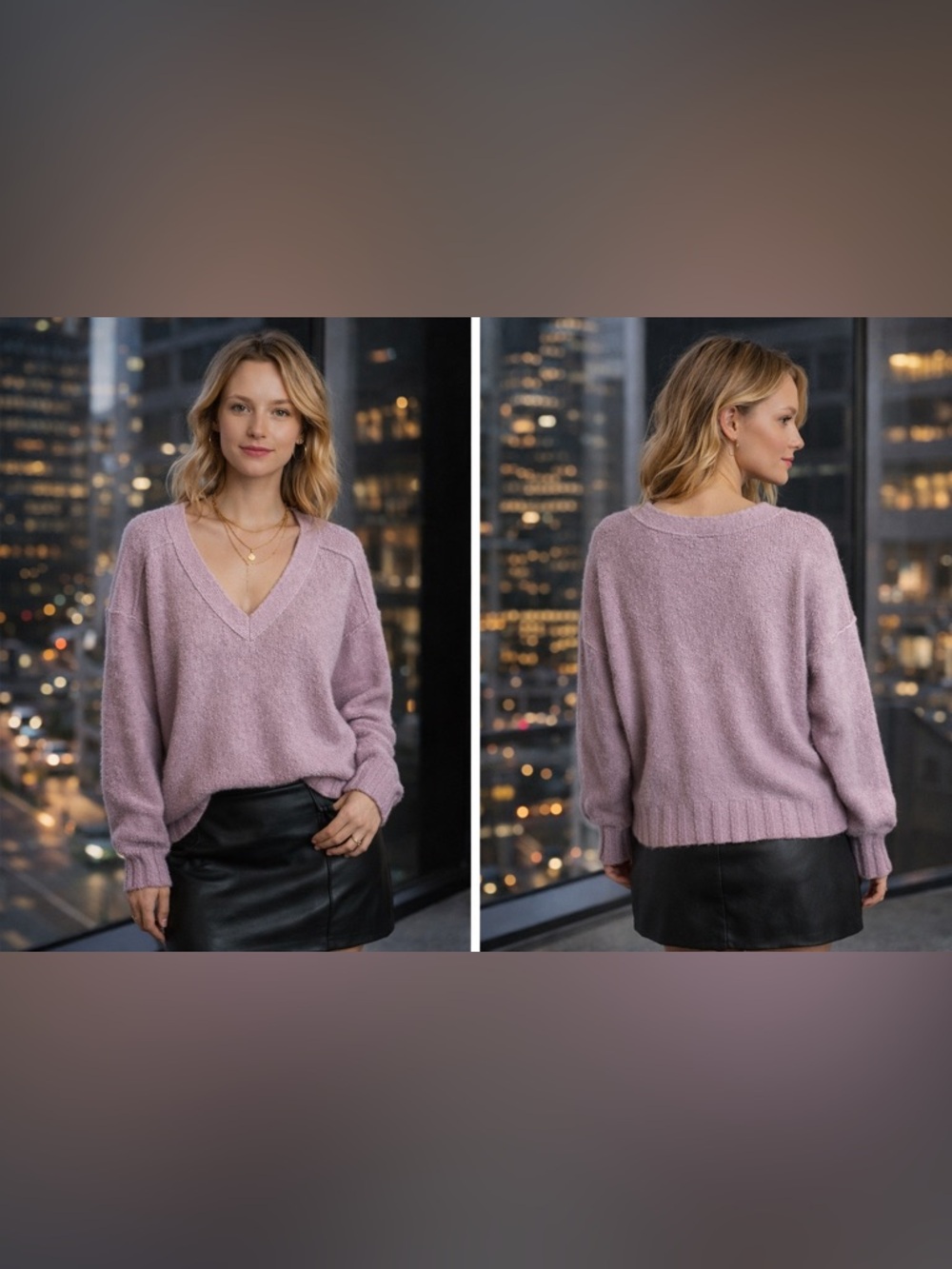 Pilcro Anthropologie Lavender V Neck Slouchy Sweater M